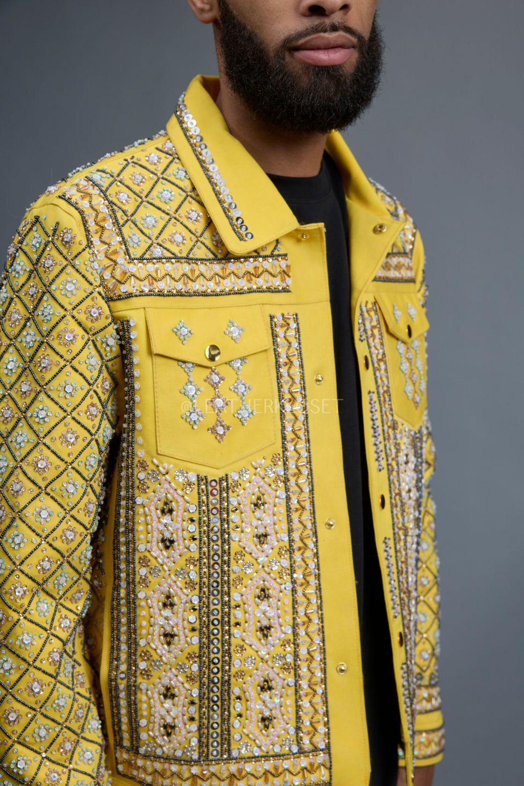 Men's Hand-Made Denim Jacket [Yellow]