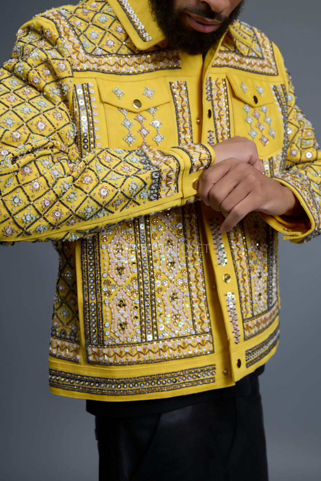 Men's Hand-Made Denim Jacket [Yellow]