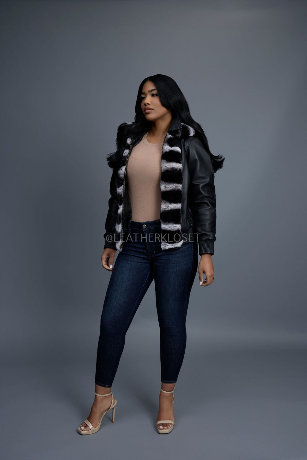 Women's Leather With Chinchilla Rex Combo