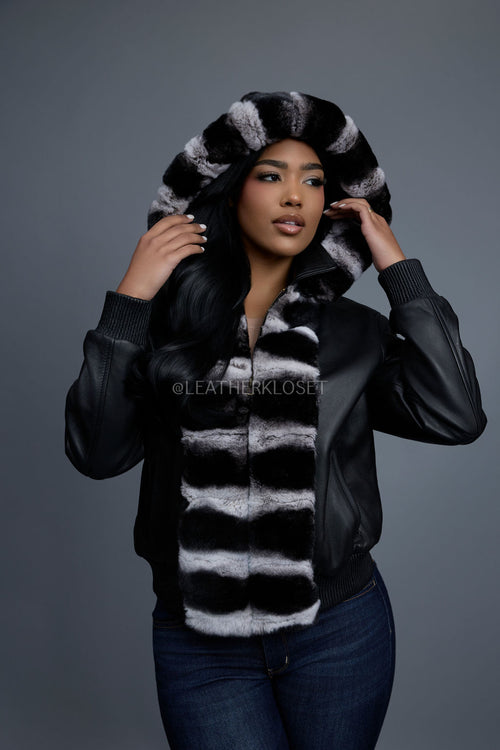 Women's Leather With Chinchilla Rex Combo