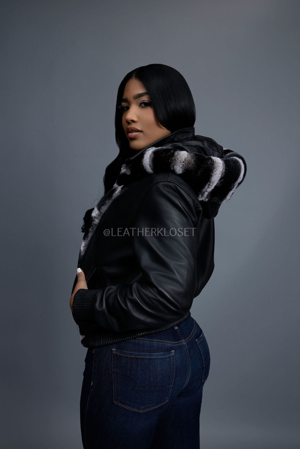 Women's Leather With Chinchilla Rex Combo