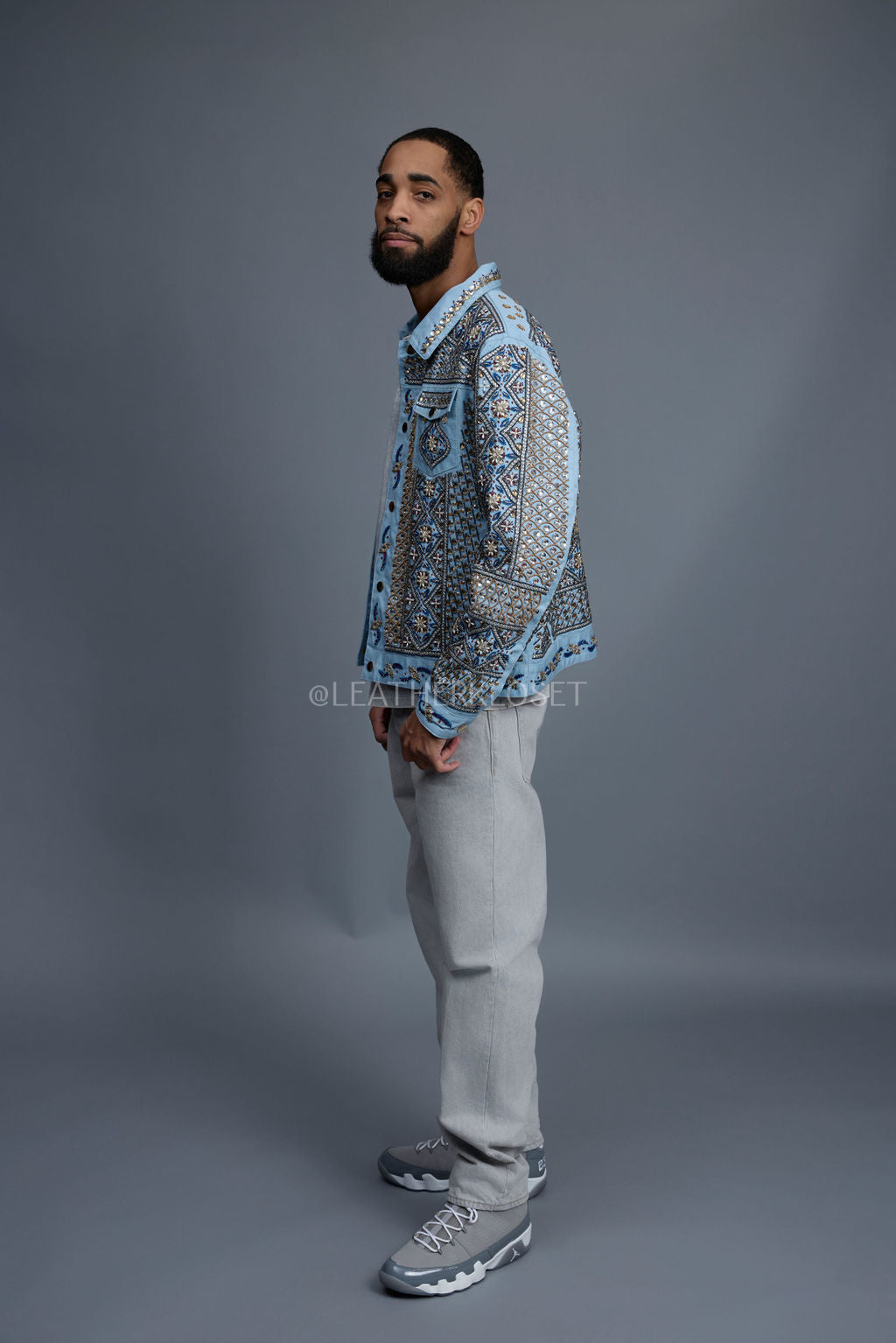 Men's Hand-Made Denim Jacket [Ice Blue]