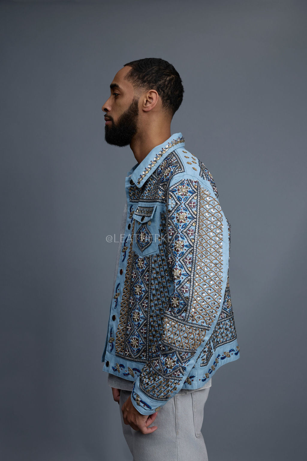 Men's Hand-Made Denim Jacket [Ice Blue]