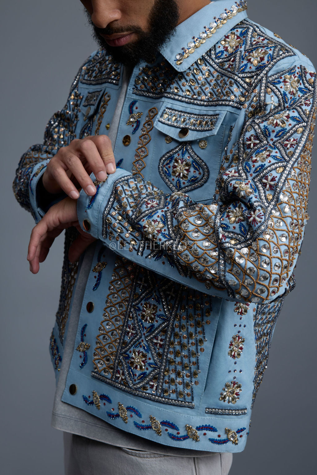 Men's Hand-Made Denim Jacket [Ice Blue]