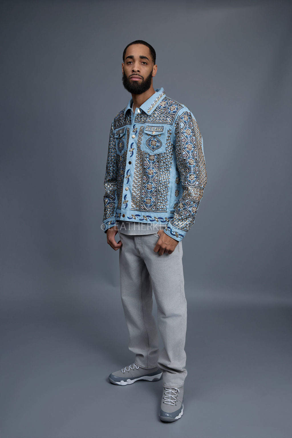 Men's Hand-Made Denim Jacket [Ice Blue]