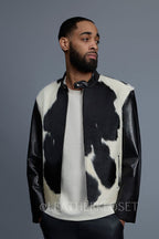 Men's Leather & Pony Biker Combo [Black]