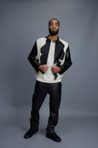 Men's Leather & Pony Biker Combo [Black]