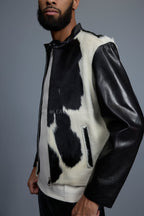 Men's Leather & Pony Biker Combo [Black]