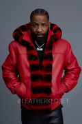 Men's Leather With Chinchilla Rex Combo [Red]