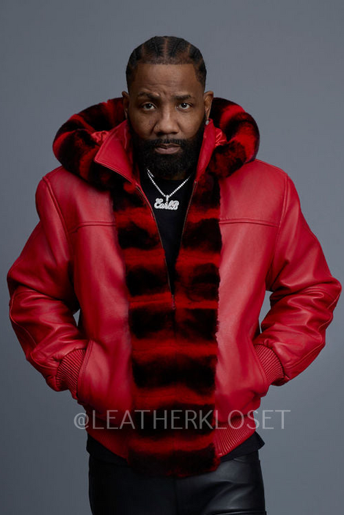 Men's Leather With Chinchilla Rex Combo [Red]