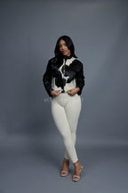 Women's Pony And Leather Biker Jacket [Black]