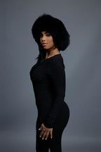 Women's Natalia Leather And Fox Russian Hat [Black/Black]