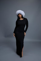 Women's Natalia Leather And Fox Russian Hat [Black/White]