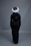 Women's Natalia Leather And Fox Russian Hat [Black/White]