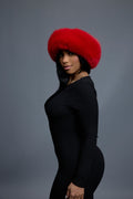 Women's Natalia Leather And Fox Russian Hat [Red/Red]