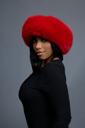 Women's Natalia Leather And Fox Russian Hat [Red/Red]