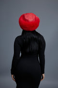 Women's Natalia Leather And Fox Russian Hat [Red/Red]