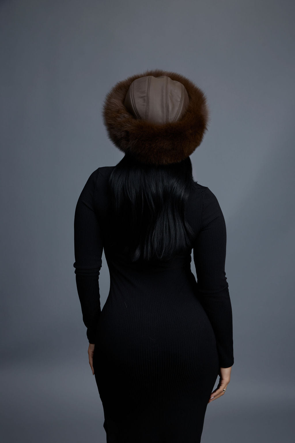 Women's Natalia Leather And Fox Russian Hat [Chocolate]