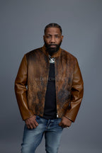 Men's Leather & Pony Biker Combo [Brown]