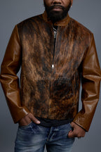 Men's Leather & Pony Biker Combo [Brown]
