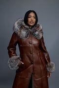 Women's Margo Shearling Sheepskin Jacket With Fox [Cognac]