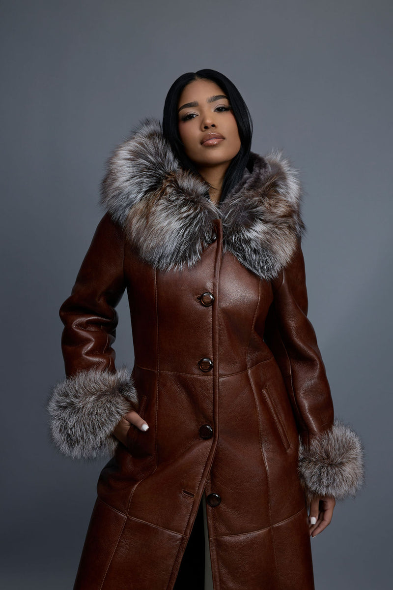 Women’s Margo Shearling Sheepskin Jacket With Fox