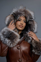 Women's Margo Shearling Sheepskin Jacket With Fox [Cognac]
