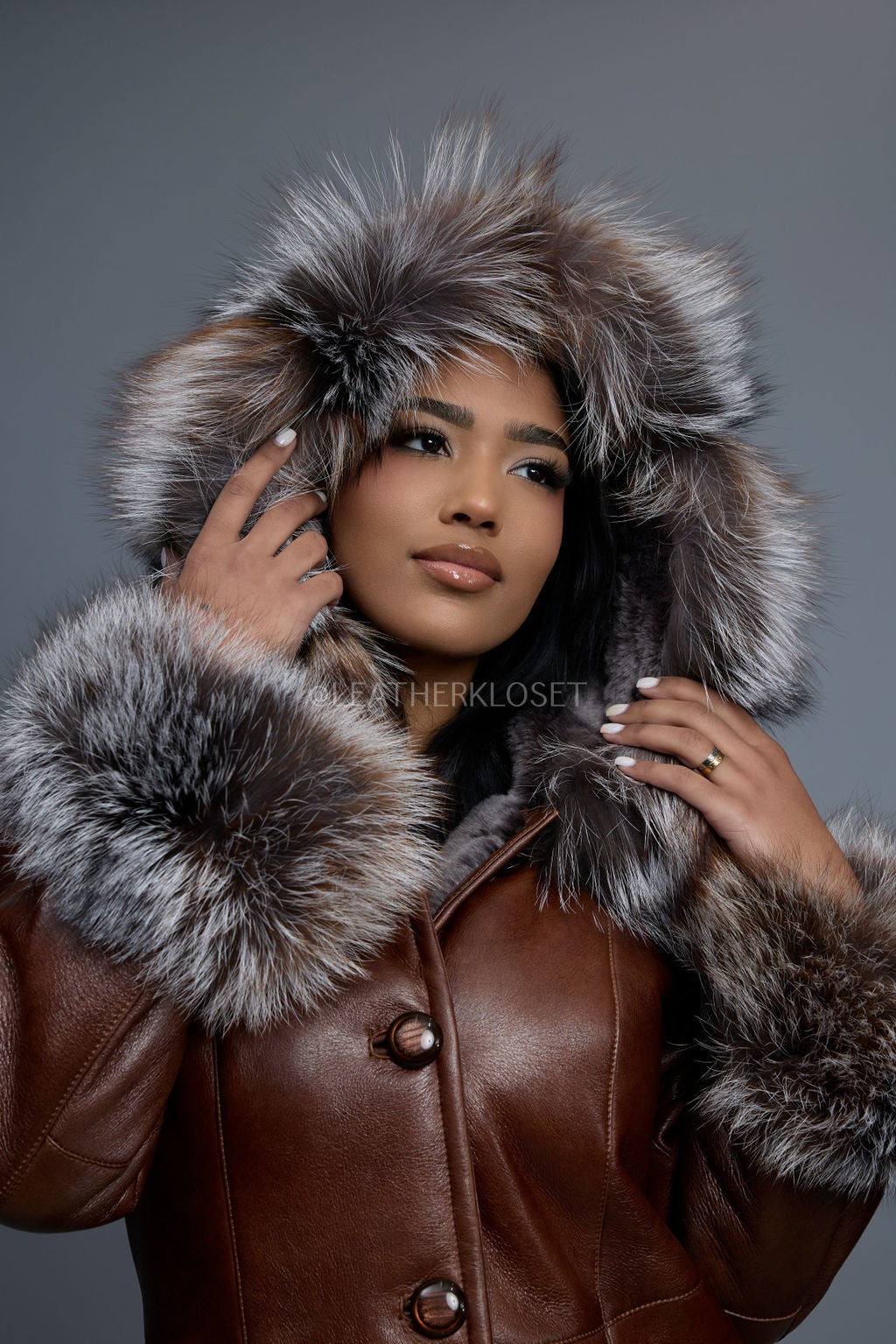 Women's Margo Shearling Sheepskin Jacket With Fox [Cognac]
