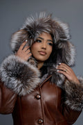 Women's Margo Shearling Sheepskin Jacket With Fox [Cognac]