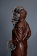 Women's Margo Shearling Sheepskin Jacket With Fox [Cognac]