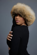 Women's Natalia Leather And Fox Russian Hat [Black/Gold]