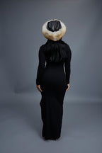 Women's Natalia Leather And Fox Russian Hat [Black/Gold]
