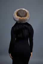 Women's Natalia Leather And Fox Russian Hat [Brown/Crystal]