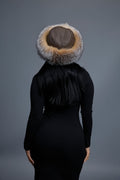 Women's Natalia Leather And Fox Russian Hat [Brown/Crystal]