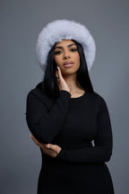 Women's Natalia Leather And Fox Russian Hat [White]
