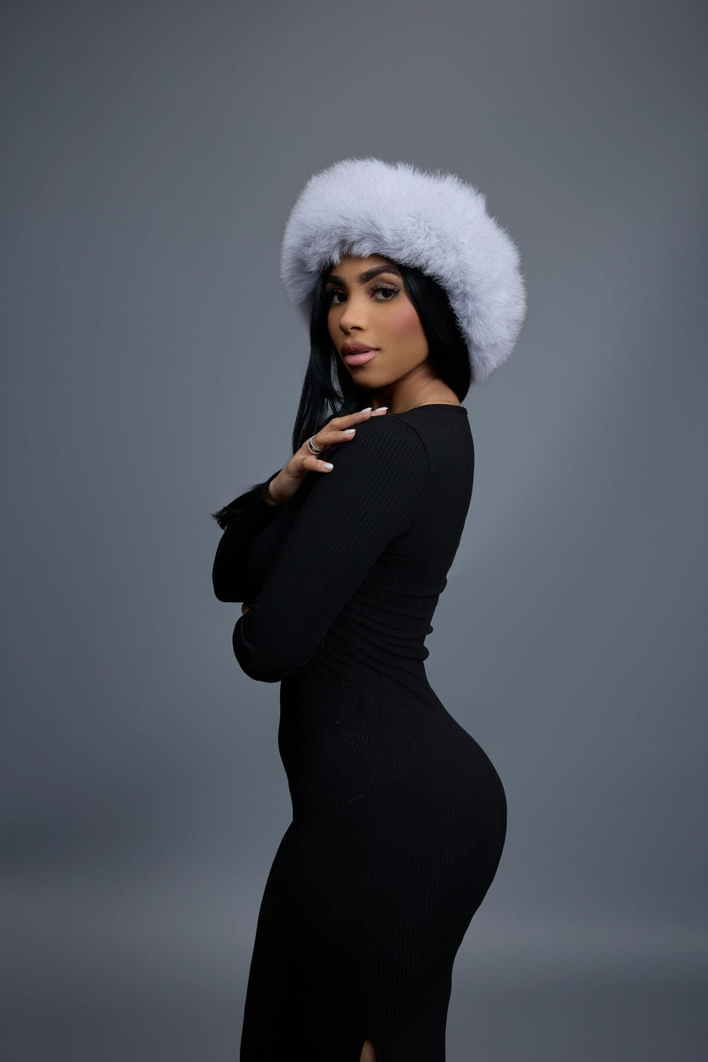 Women's Natalia Leather And Fox Russian Hat [White]