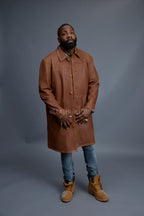 Men's Leather Single Breast Car Coat [Caramel Crunch]