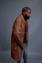 Men's Leather Single Breast Car Coat [Caramel Crunch]