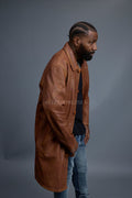 Men's Leather Single Breast Car Coat [Caramel Crunch]
