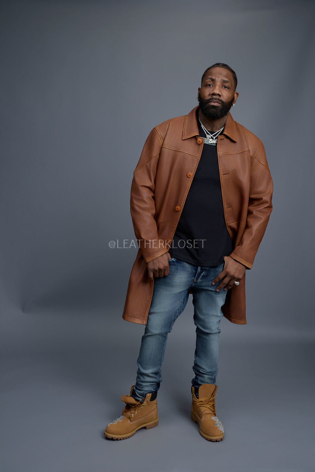 Men's Leather Single Breast Car Coat [Caramel Crunch]
