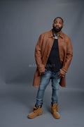 Men's Leather Single Breast Car Coat [Caramel Crunch]
