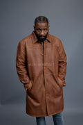 Men's Leather Single Breast Car Coat [Caramel Crunch]