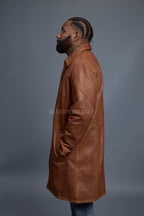 Men's Leather Single Breast Car Coat [Caramel Crunch]