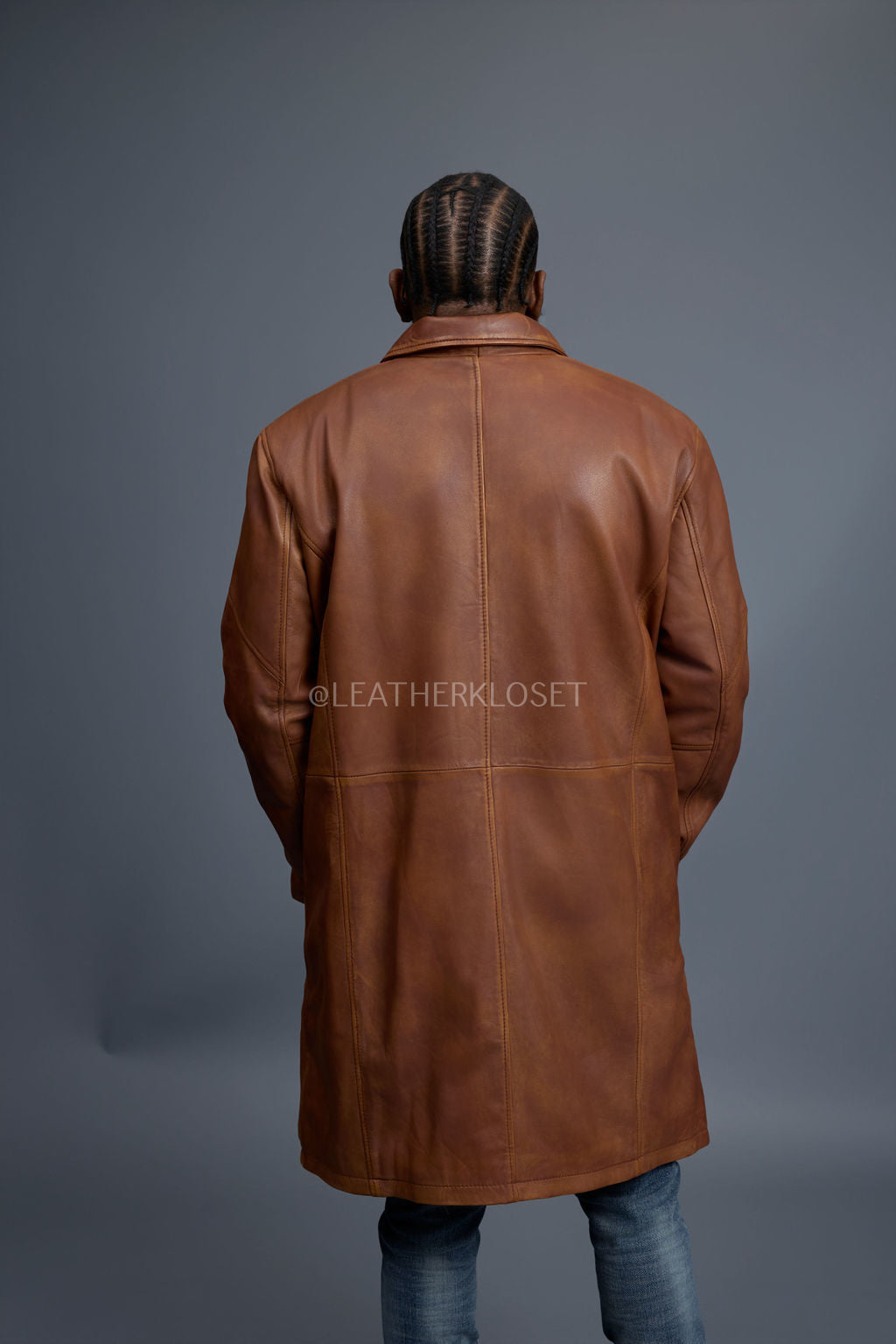 Men's Leather Single Breast Car Coat [Caramel Crunch]