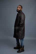 Men's Leather Single Breast Car Coat [Copper]