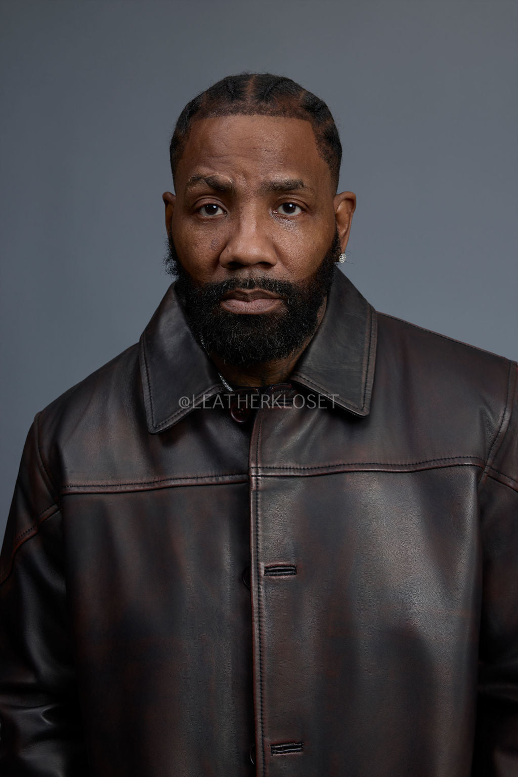 Men's Leather Single Breast Car Coat [Copper]