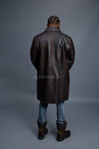 Men's Leather Single Breast Car Coat [Copper]