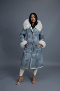 Women's Margo Shearling Sheepskin Jacket With Fox [Distressed Grey]