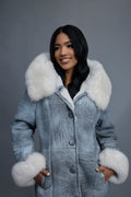 Women's Margo Shearling Sheepskin Jacket With Fox [Distressed Grey]