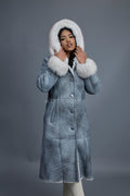 Women's Margo Shearling Sheepskin Jacket With Fox [Distressed Grey]